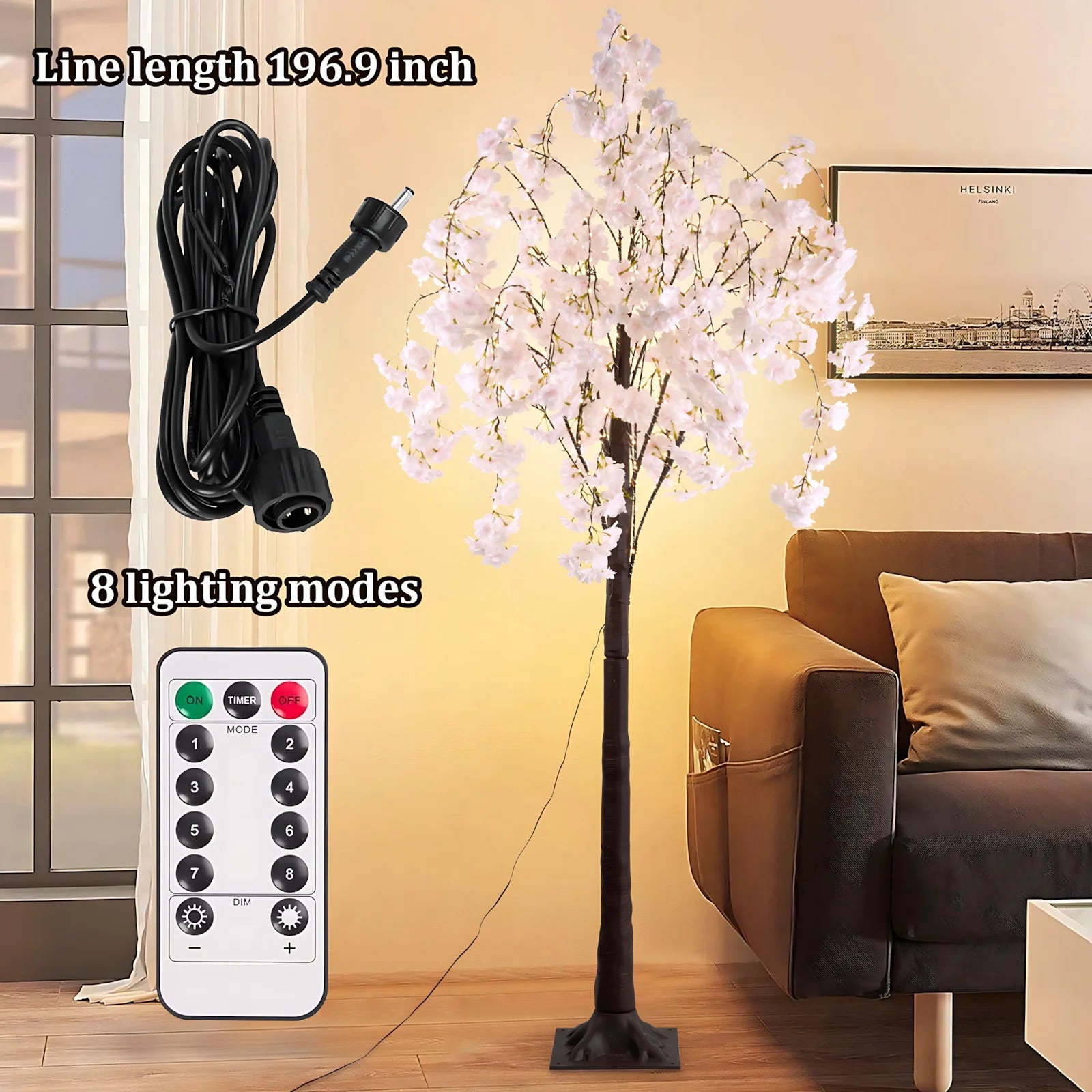 Cherry Blossom Tree Light, 6ft Lighted Trees  450 LED Lights Artificial Warm Light