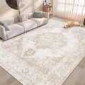 Rug 6x9 Vintage Rug Washable Indoor Medallion Rugs Low Pile Distressed