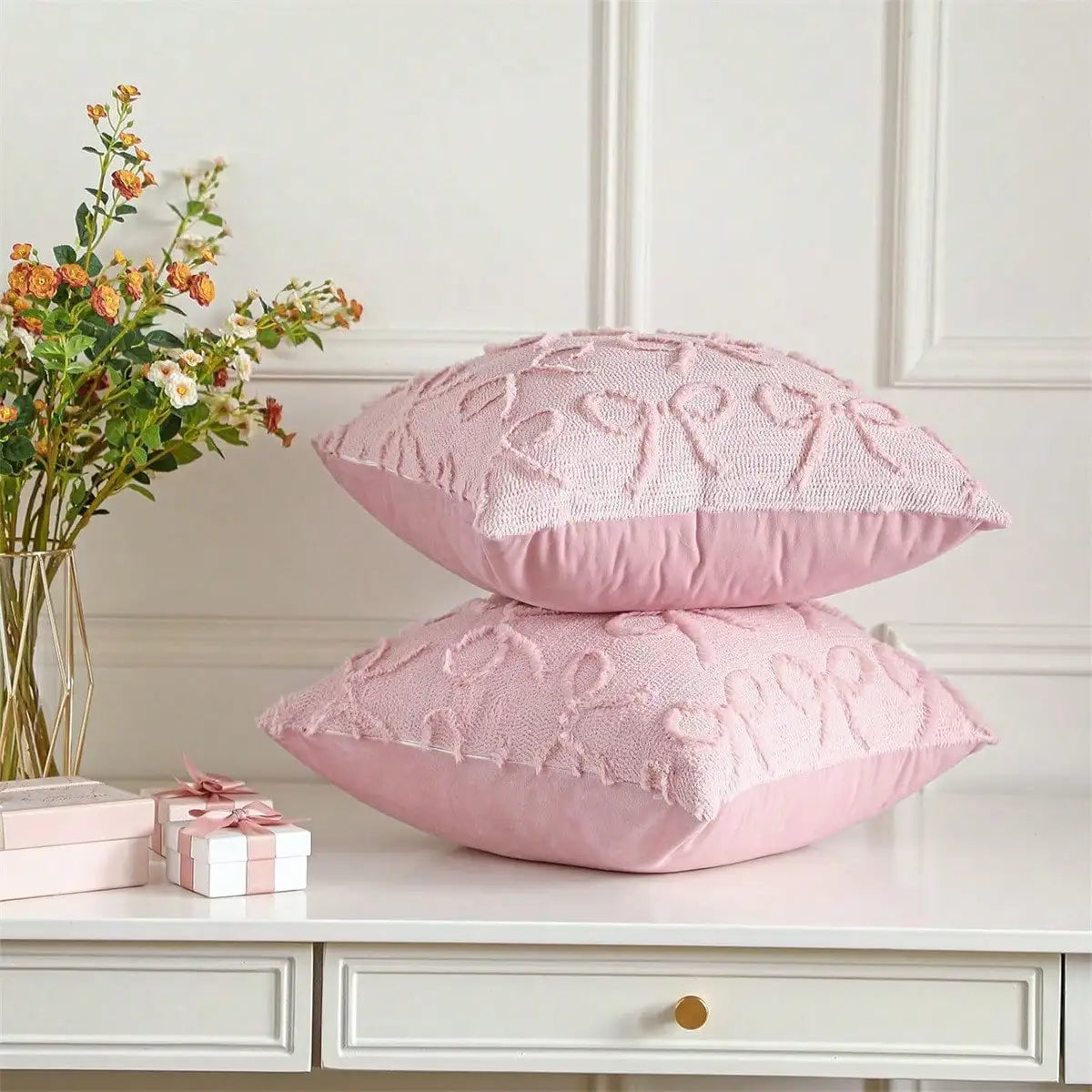 Bow Pillow Covers Beautiful Plush