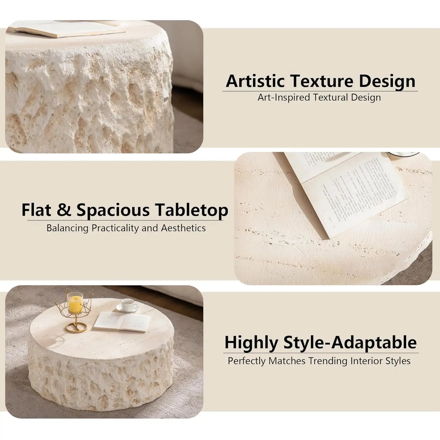 31.5" White Round Coffee Table