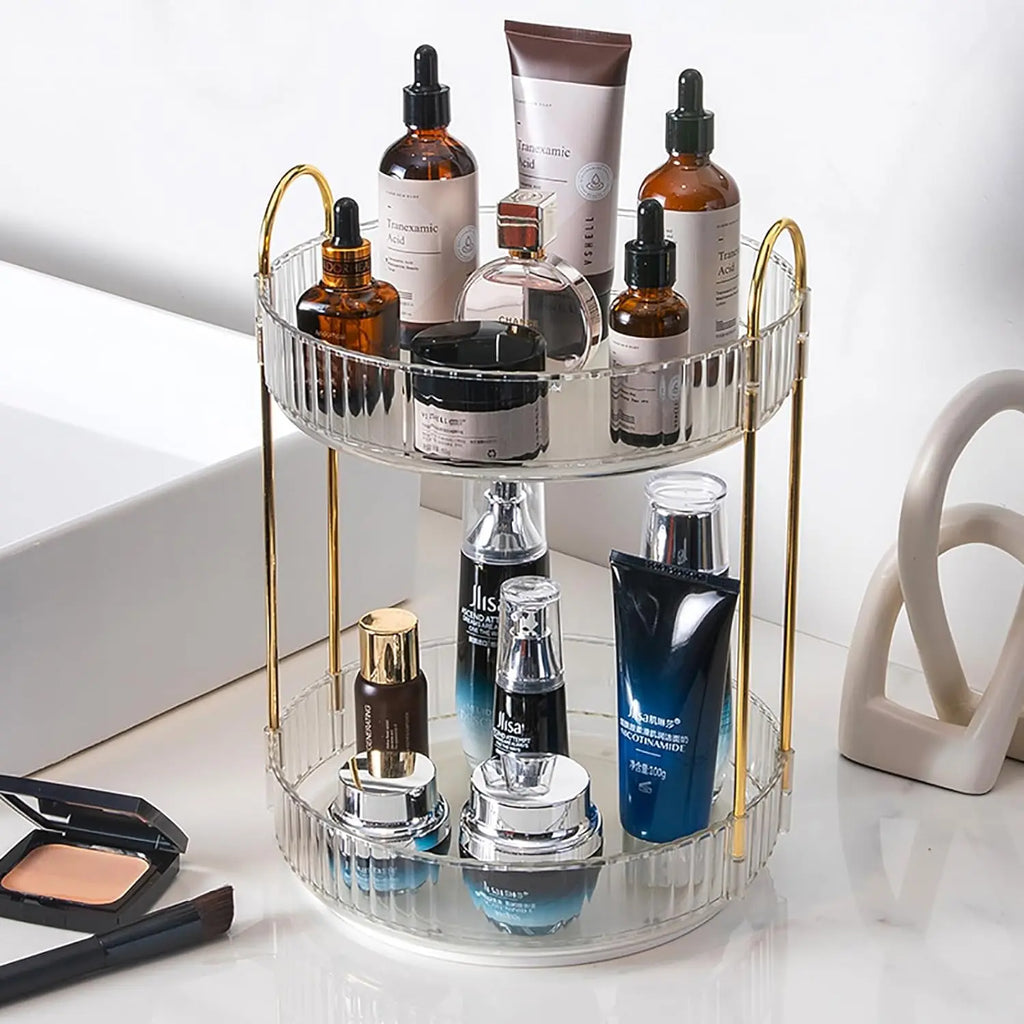 Rotating Makeup Organizer for Vanity, High-Capacity Skincare Storage Perfume