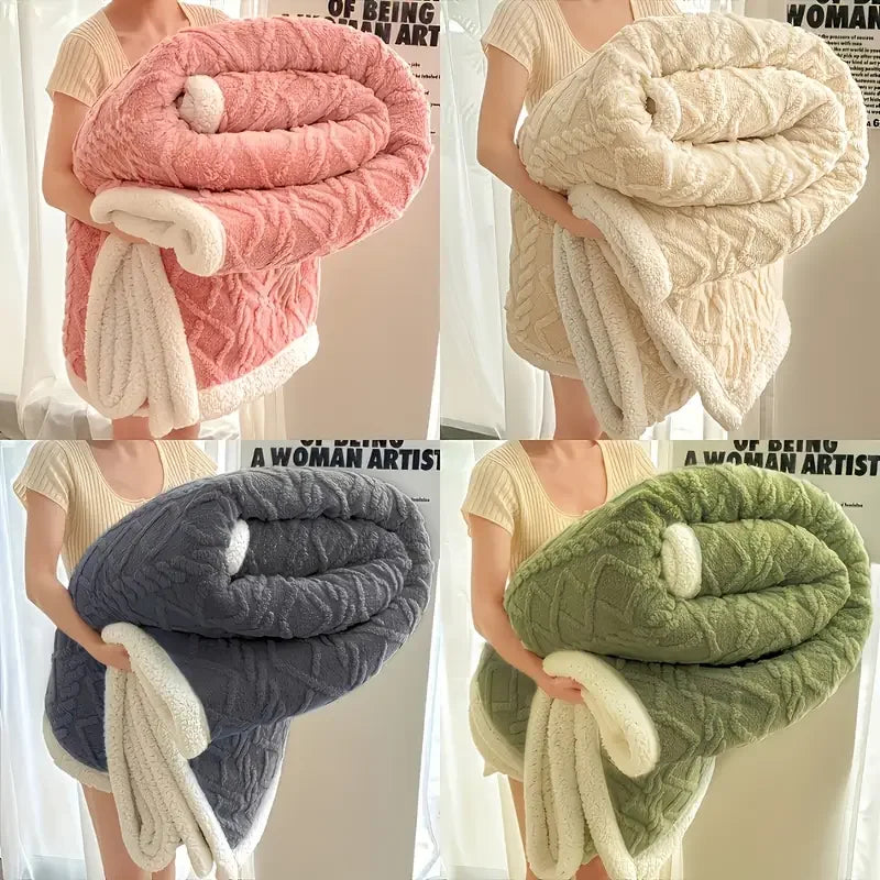 1pc Jacquard Sherpa Weighted Blanket 7lbs for Adults- Soft, Warm, and Thickened Calm Blanket for Ultimate Comfort