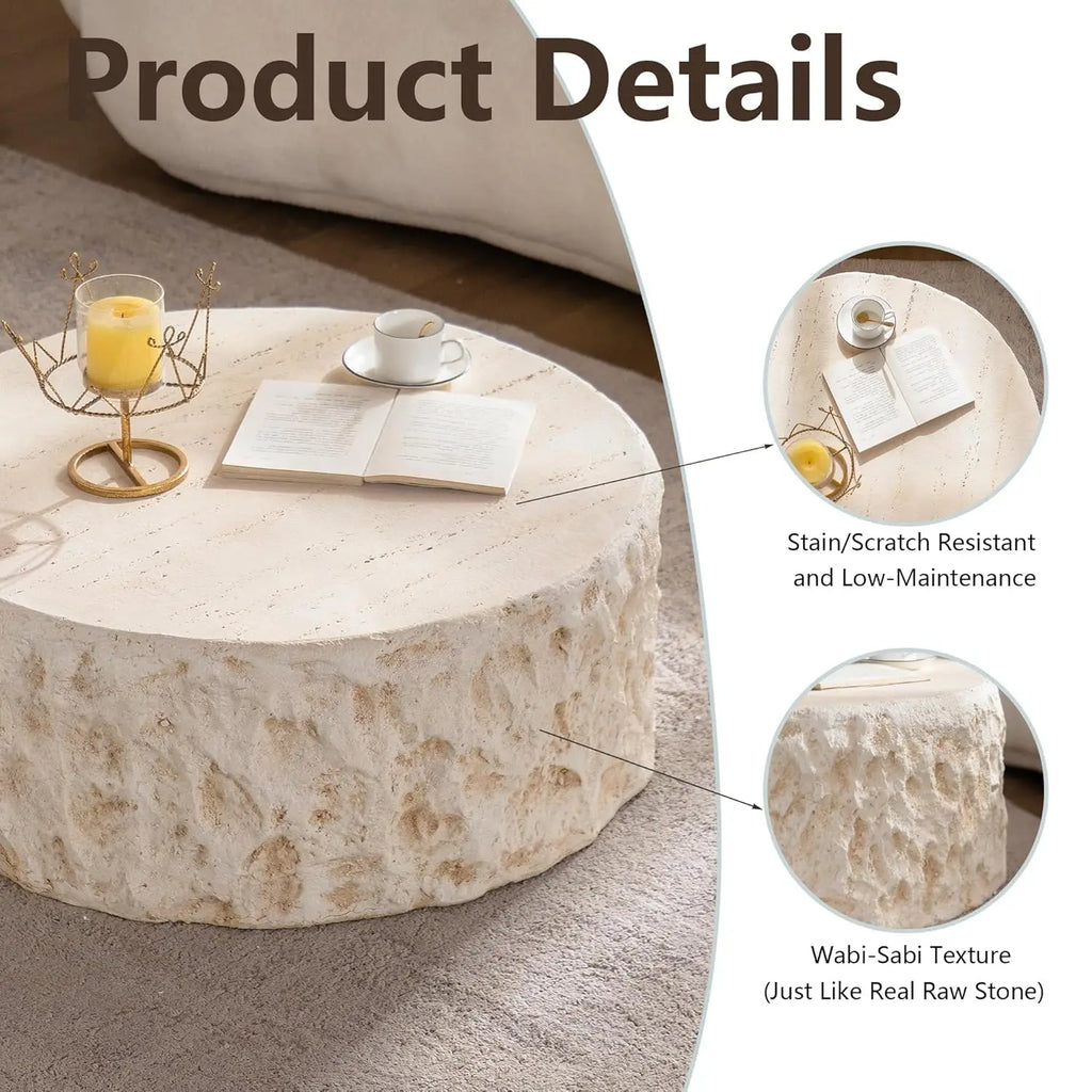 31.5" White Round Coffee Table