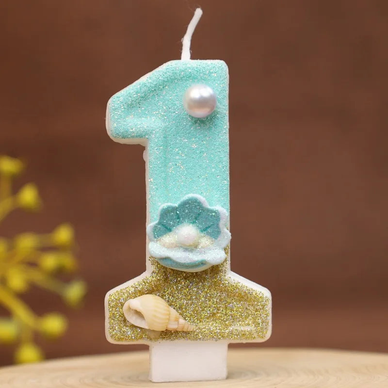 Digital Birthday Candles Beach Ocean Birthday Cake Party Decorative