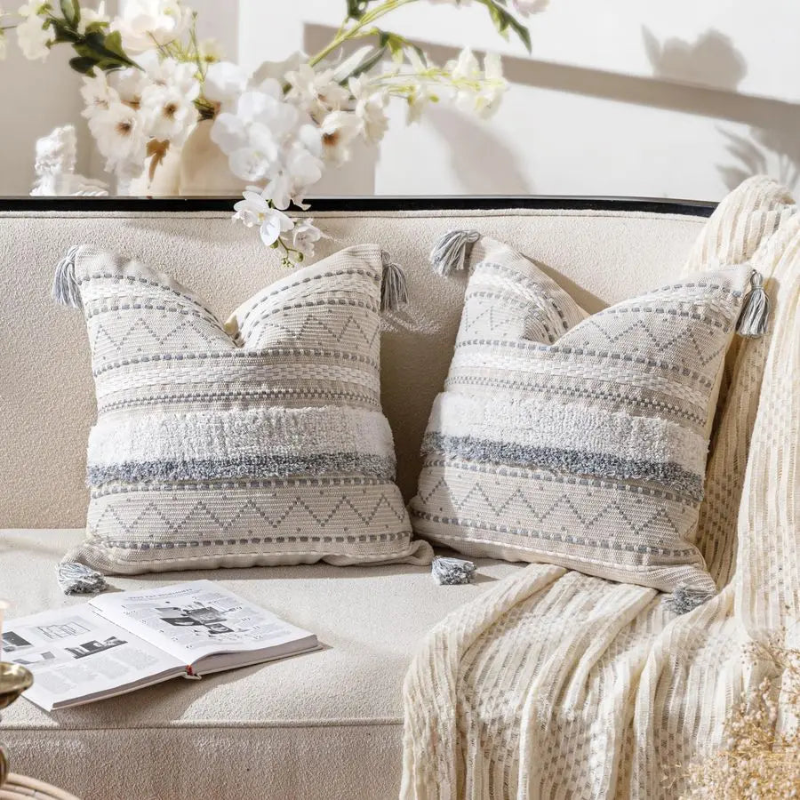 Gray Decorative Throw Pillow Cover 20x20 Combo Set of 2
