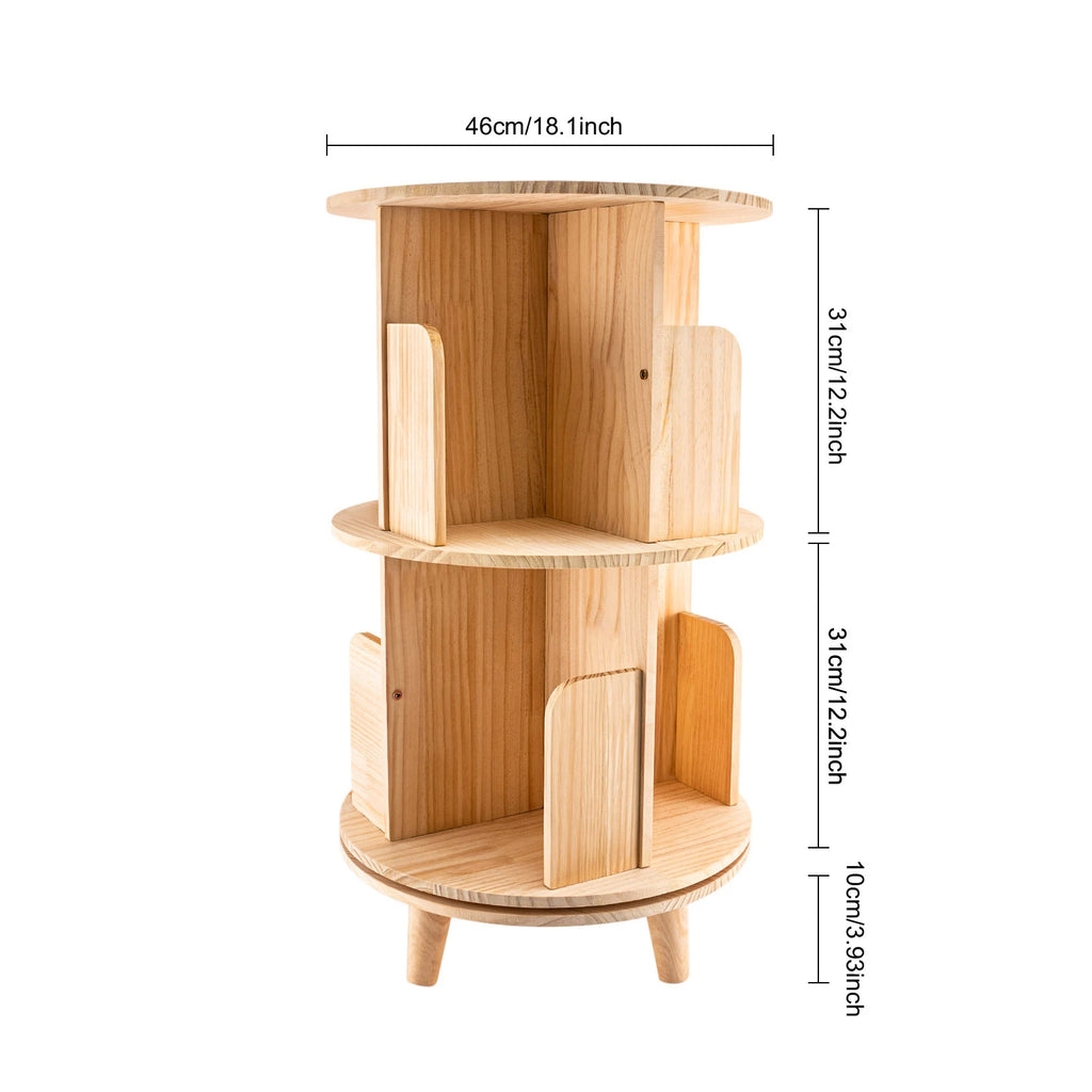 1/2/3/4/5/6 Tier Wooden Bookcase Rotatable Floor Stand Multifunctional Showcase Organizer