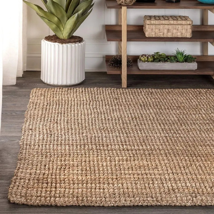 Pata Hand Woven Chunky Jute Natural Indoor Area Rug, 3x5