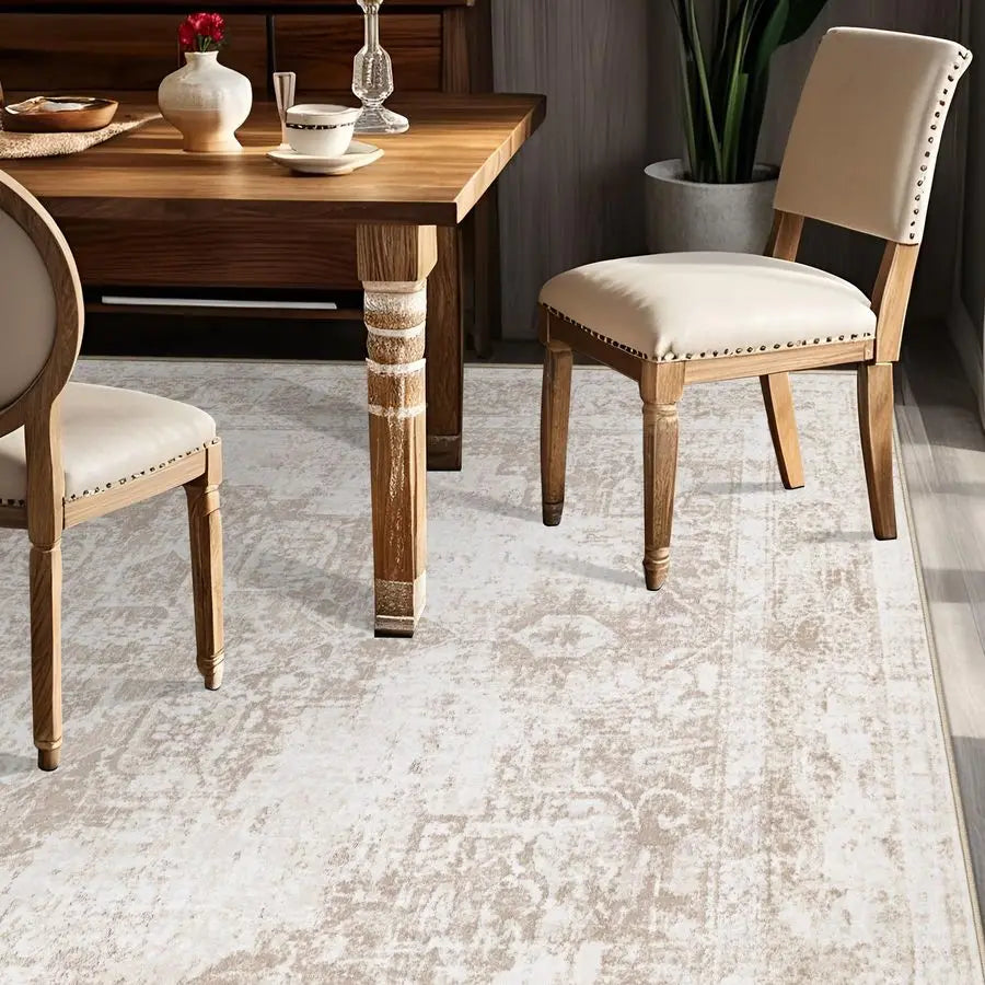 Rug 6x9 Vintage Rug Washable Indoor Medallion Rugs Low Pile Distressed