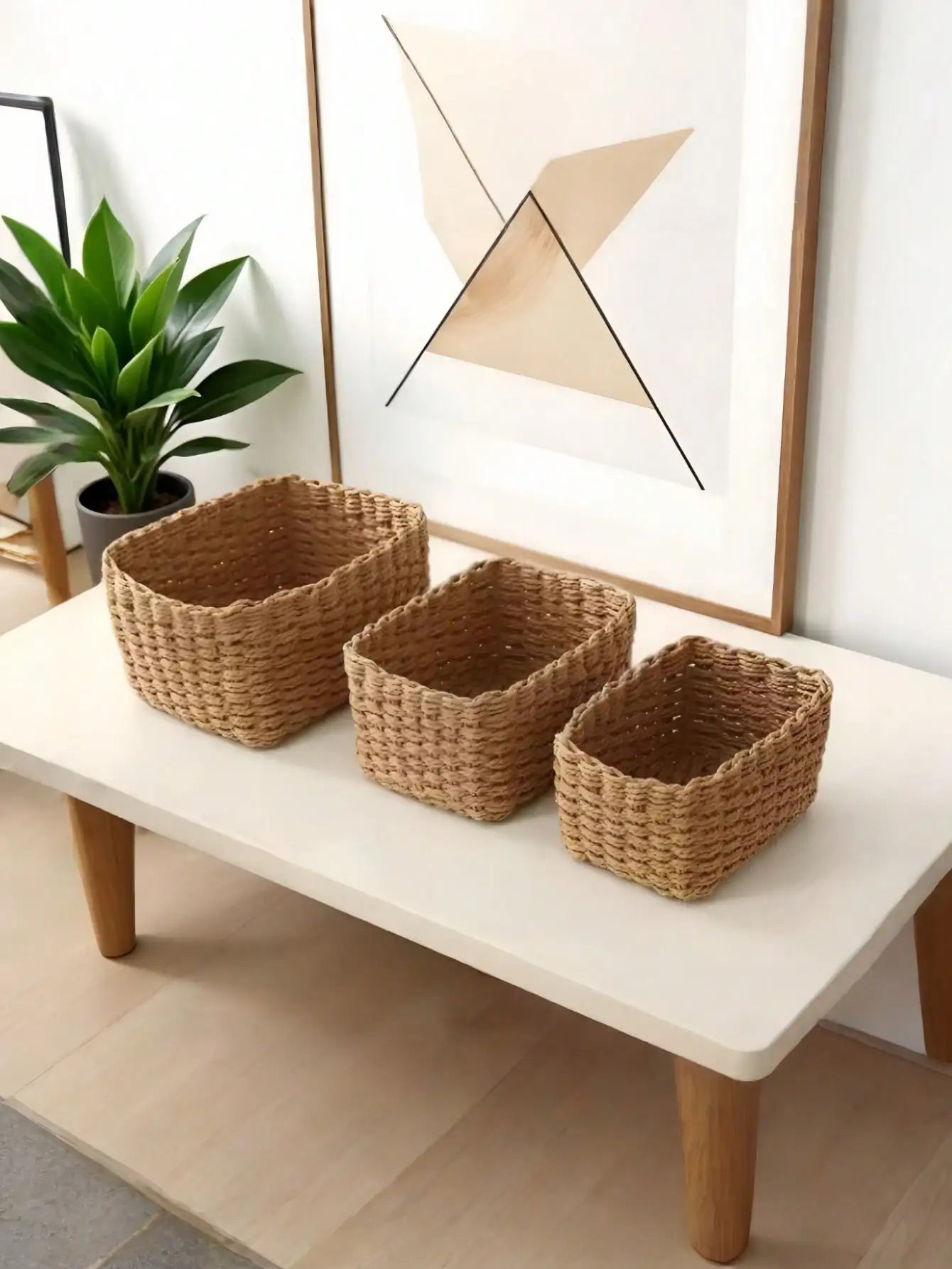 1/3PCS Handmade Seagrass Rattan Storage Baske