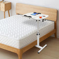 White MDF Carbon Steel Adjustable Laptop Desk Stand Bedside Desk Stand With 360° Swivel Wheels With Brake Function For Bedroom