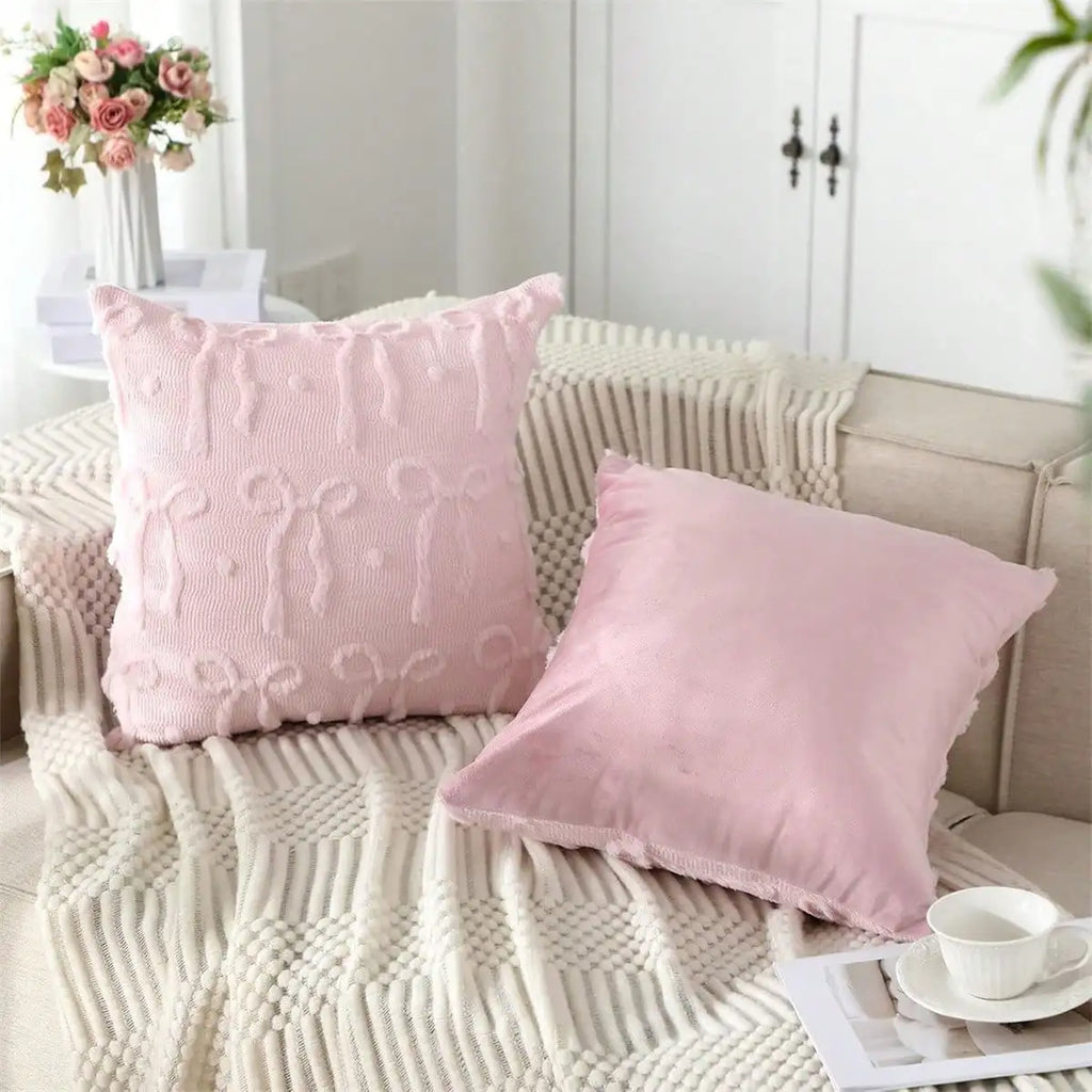 Bow Pillow Covers Beautiful Plush