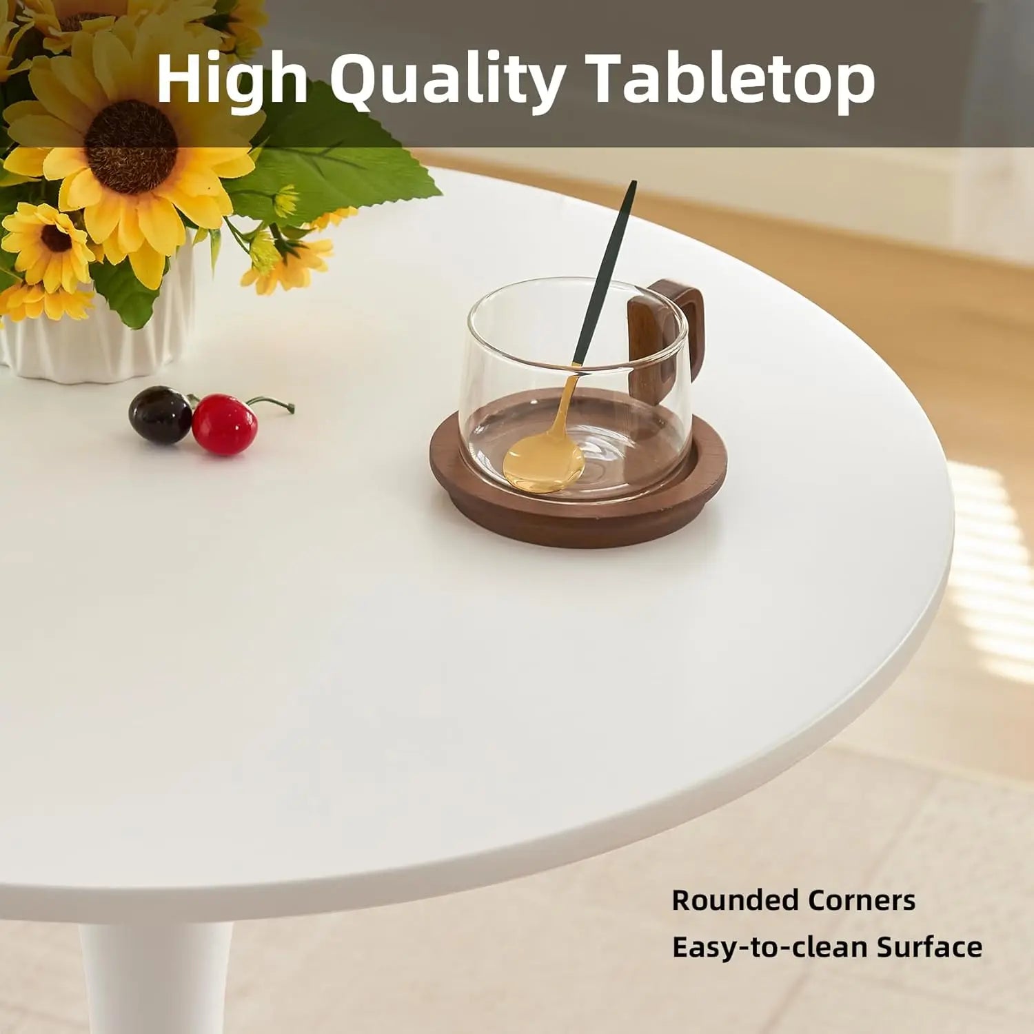 Round, 24" Circle Tulip Table with Thickened Tabletop & Metal Pedestal, Customized
