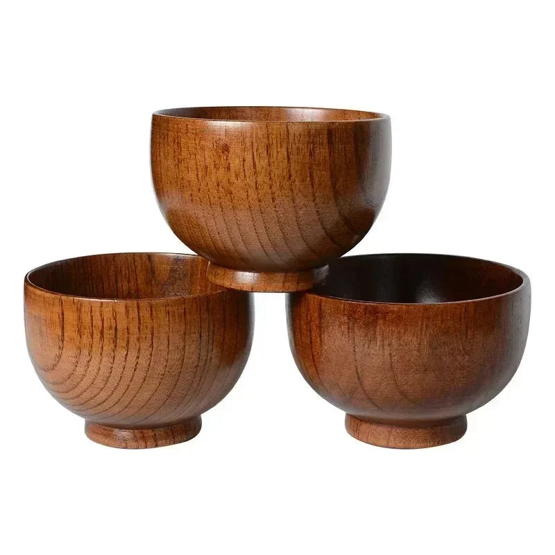 Japanese Style Wooden Bowl Jujube WoodenRound Rice Tableware