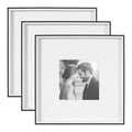Gibson Modern Wall Picture Frame Set of 3 16x16 matted to 8x8 Black and White ThreePiece Frame Set for Gallery Wall Frame Set in