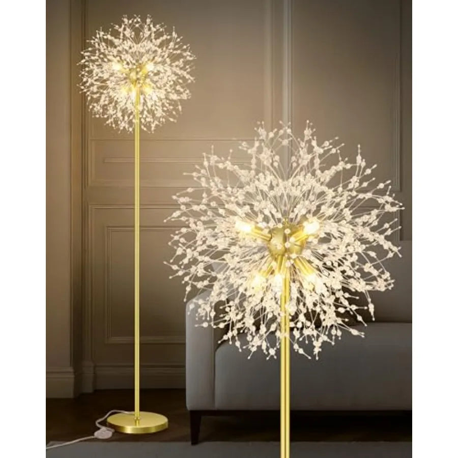 Crystal Floor Lamp for Living Room Standing Lamp with On/Off Foot SwitchGold Floor Lighting with 576 PCS K9 Crysta