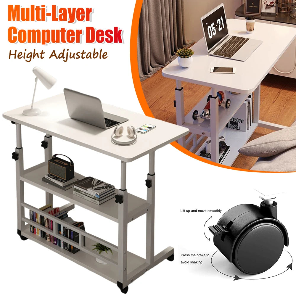 Multi-Layer Standing Desk Height Adjustable Wooden Computer Desk Workstation Work Table