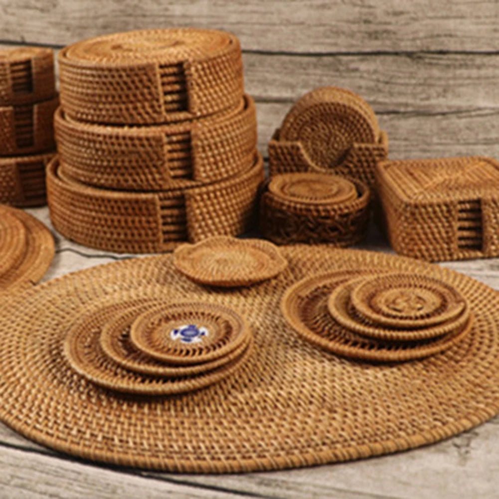 Table Protectors Rattan Coasters Dining Table Setting Natural Materials