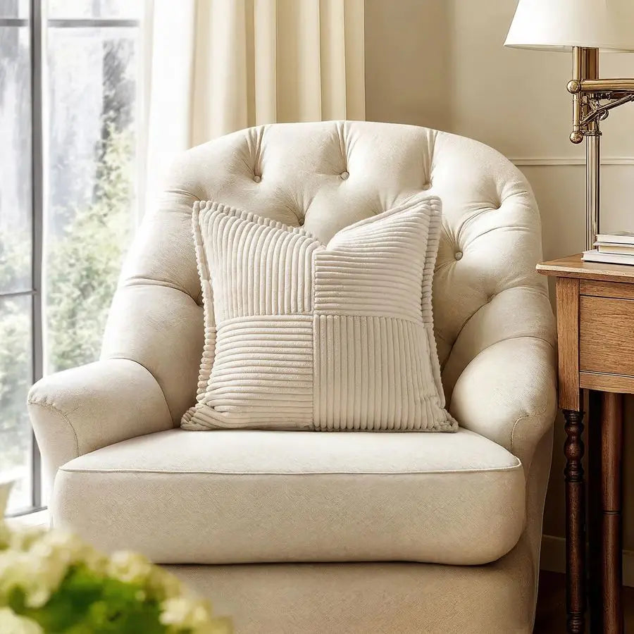 Decorative Euro Sham Throw Pillow Covers for 22x22 Inch Set of 2 Beige