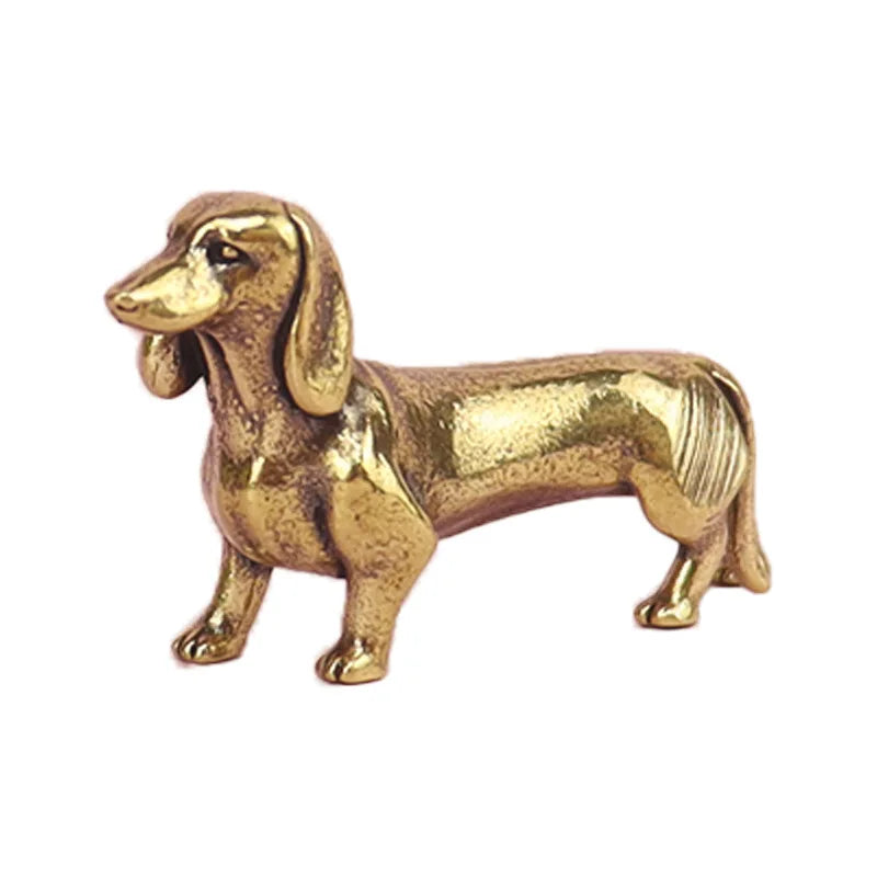 Copper Dachshund Statue Vintage Brass Figurine