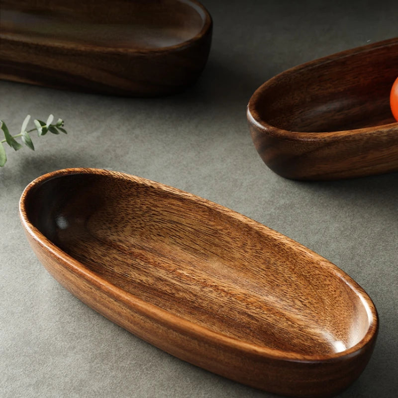 Acacia Wooden Bowl Premium   Wooden Boat-shaped Bowl