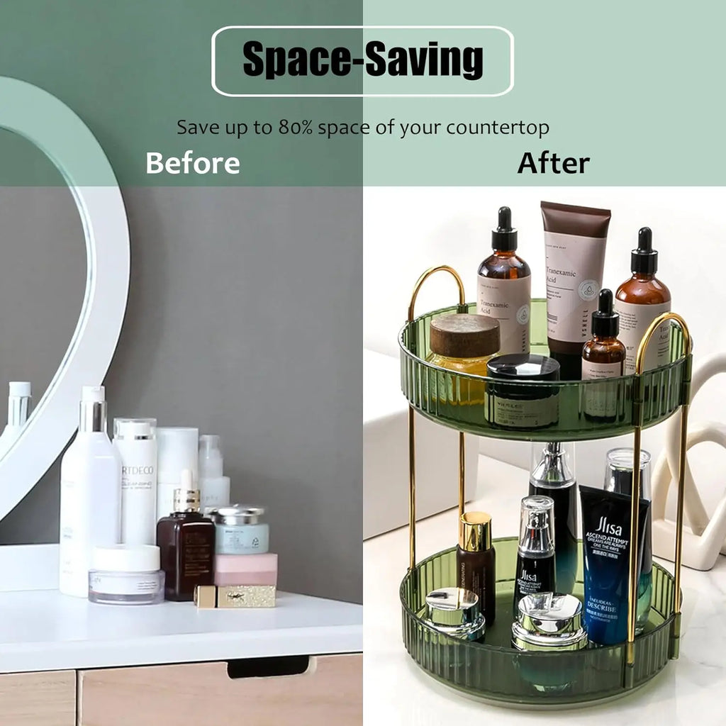 Rotating Makeup Organizer for Vanity, High-Capacity Skincare Storage Perfume