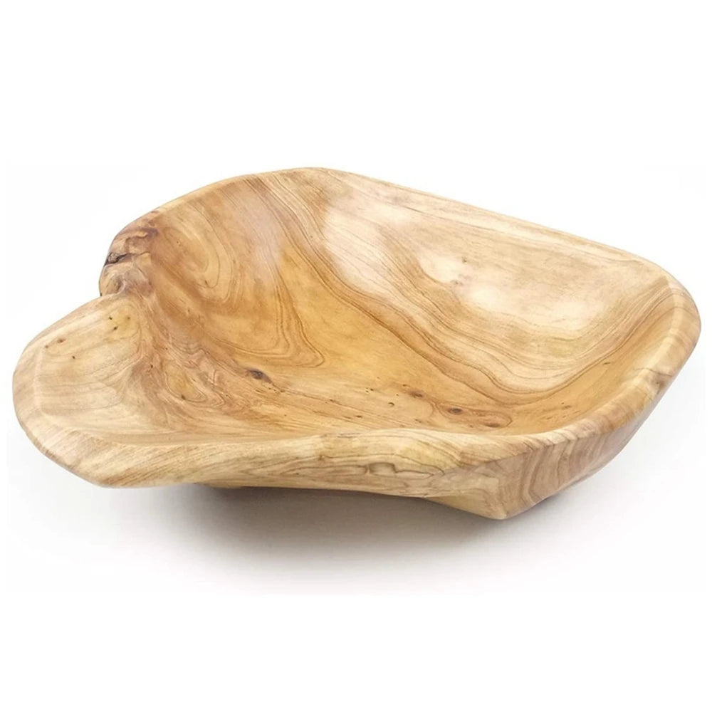 Wooden Fruit Salad Serving Bowl Hand-Carved Root Bowls Living Room Real Wood Bowl 15-19cm