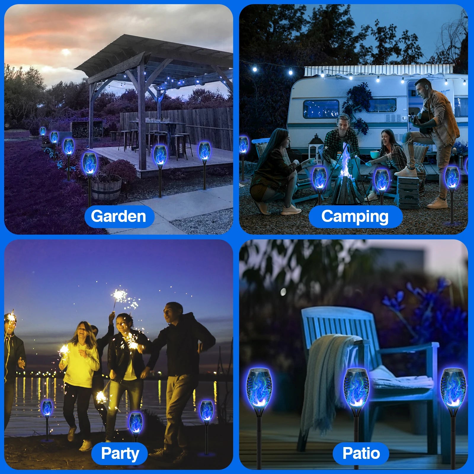 4/6/8/12Pcs Solar Flame Torch Light LED Flickering Outdoor Decoration Powered For Lawn Path Yard Patio Floor Night Lamp