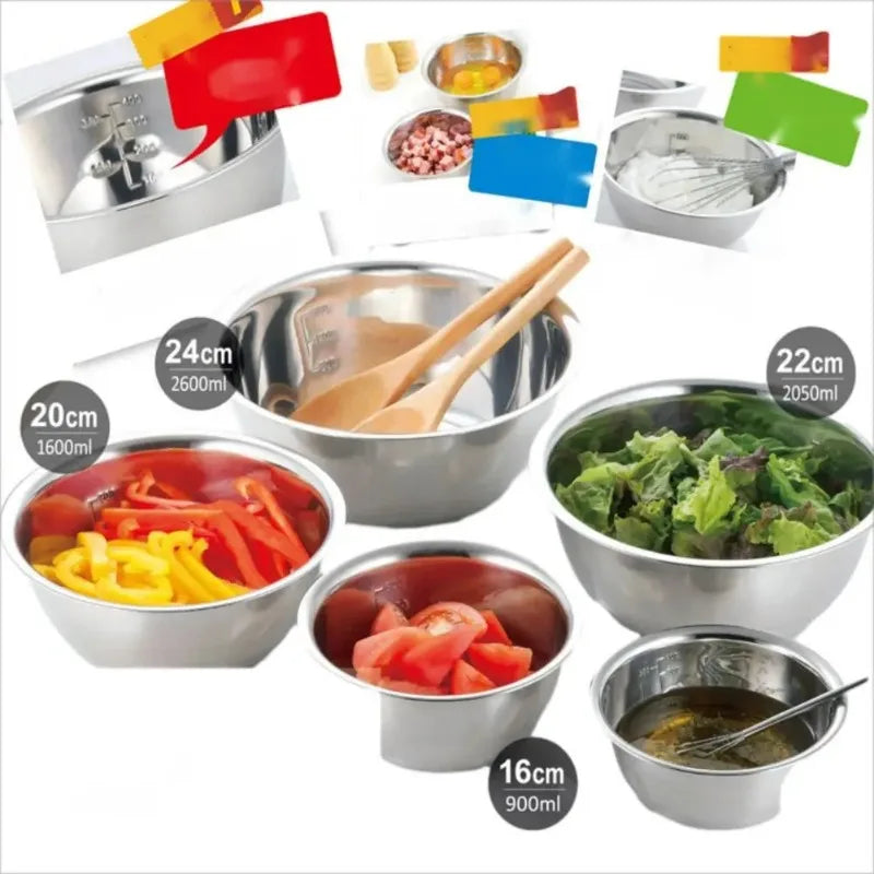 Stainless Steel Mixing Bowls Portable Kitchen Cooking