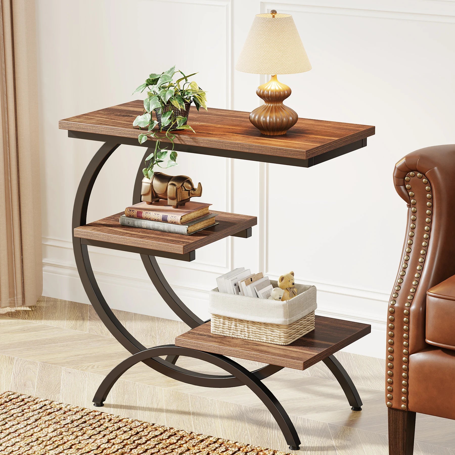 Tribesigns C-Shaped d Table,Wood