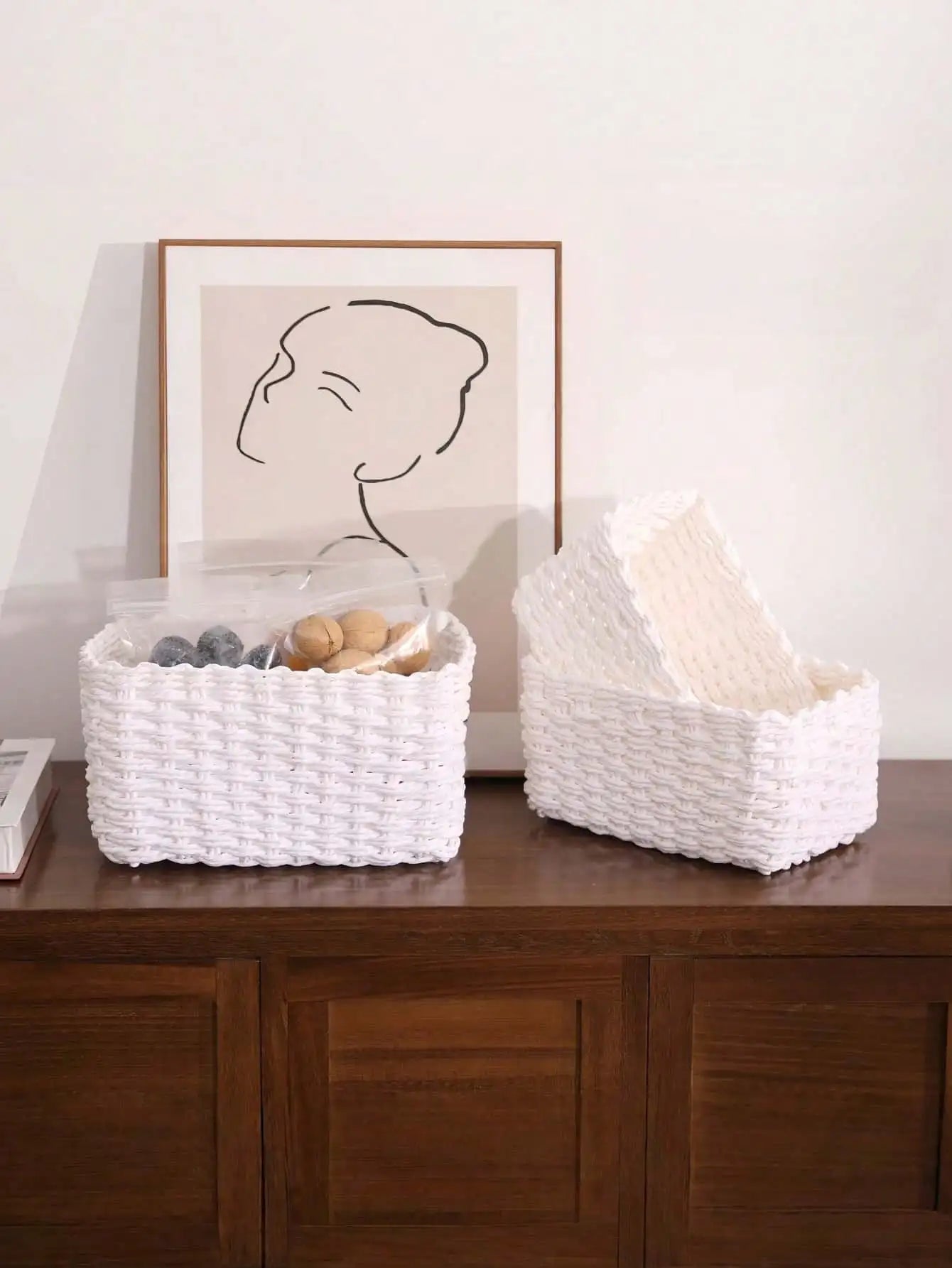 1/3PCS Handmade Seagrass Rattan Storage Baske