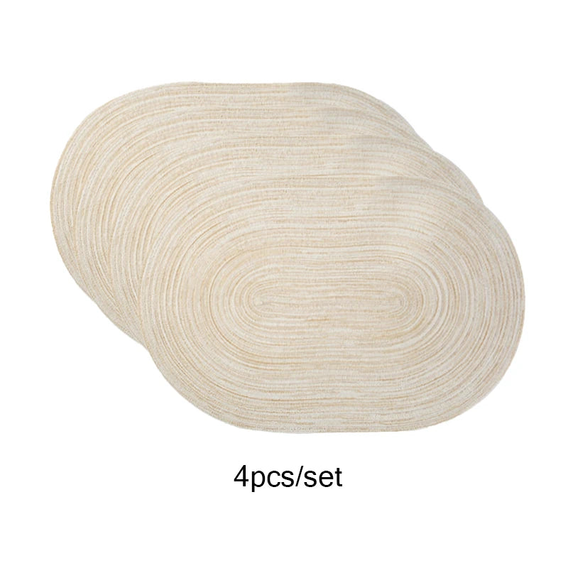 4PCS/set Oval Rop Cotton Braided Table Place Mats Braided Non-Slip
