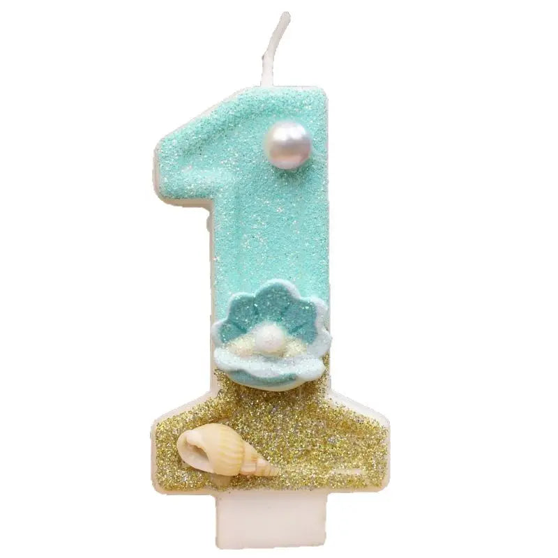 Digital Birthday Candles Beach Ocean Birthday Cake Party Decorative