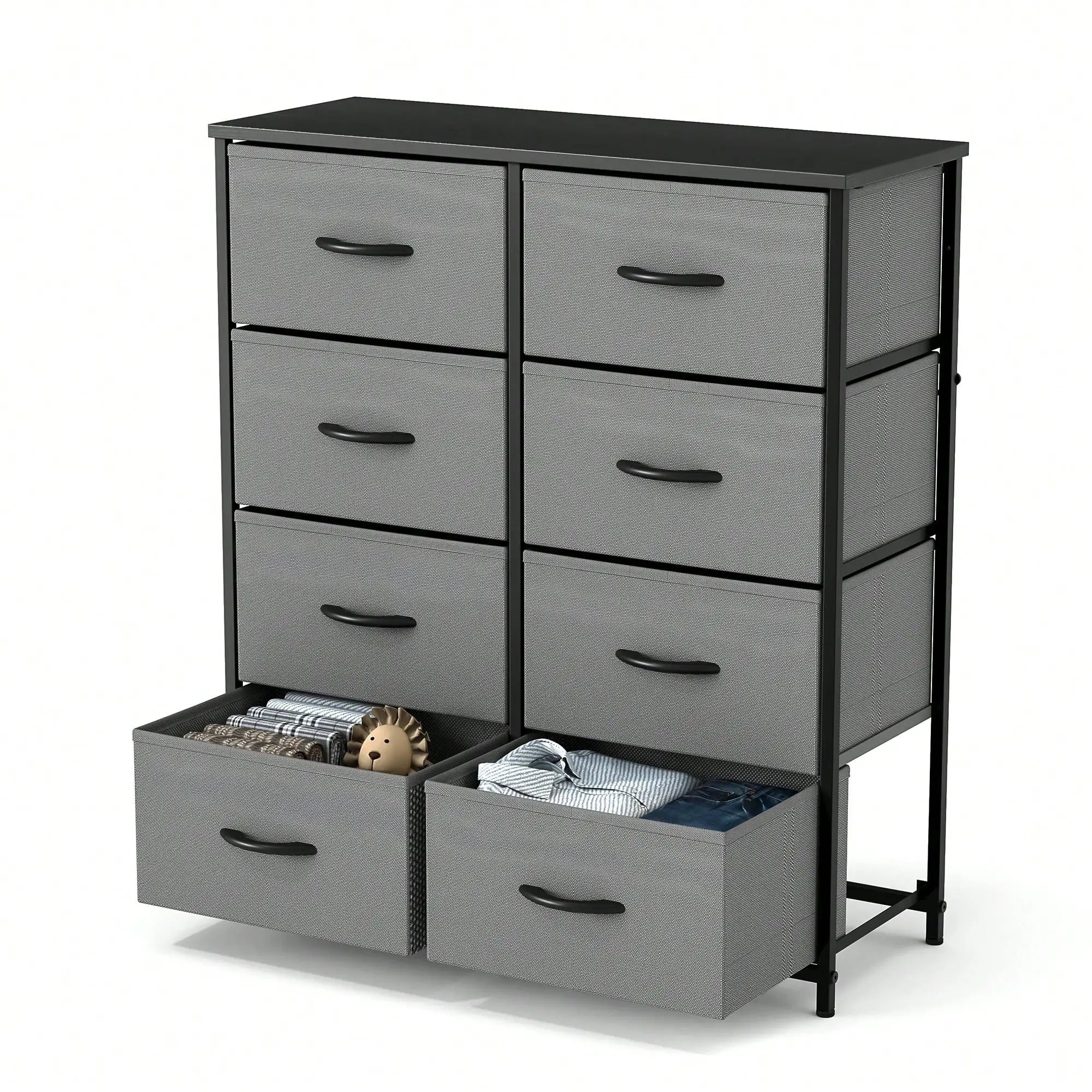 Tall Dresser With 8 Fabric Drawers Organizer Units, Chest Of Drawers