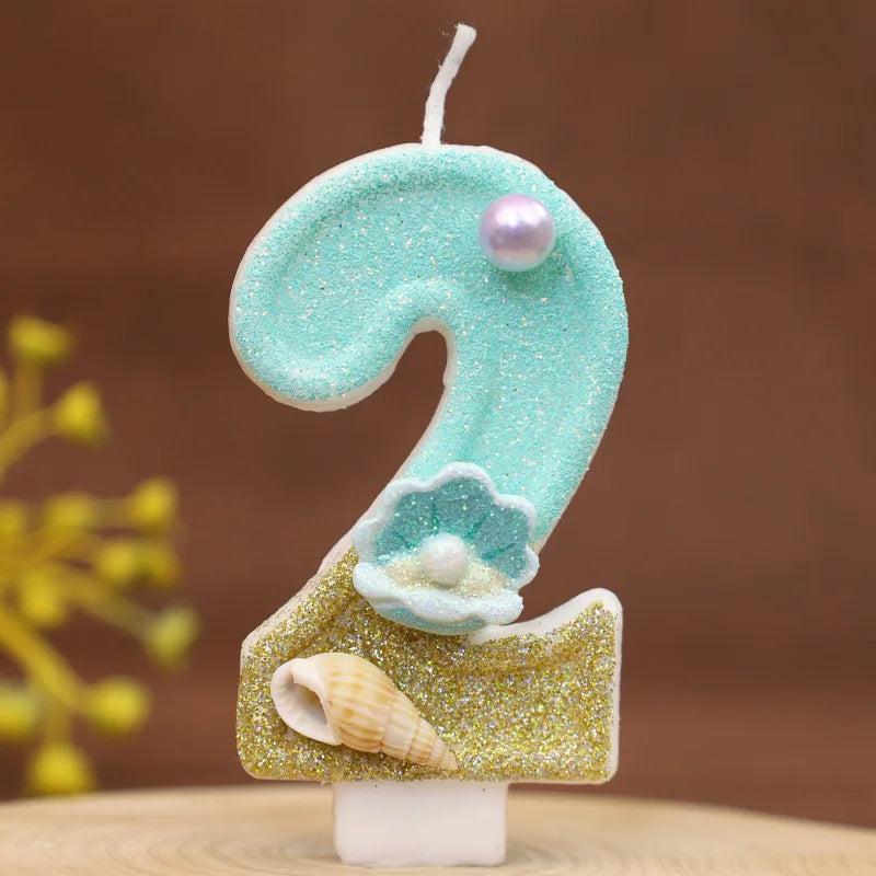 Digital Birthday Candles Beach Ocean Birthday Cake Party Decorative