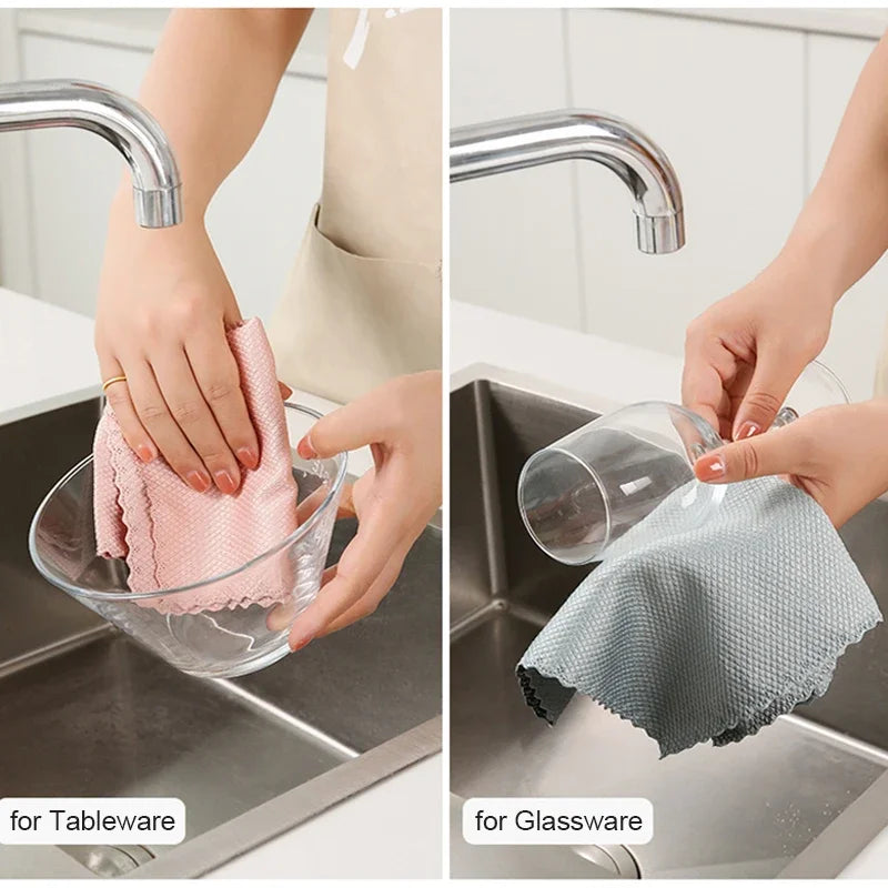 1-10pcs Microfiber Glass Cleaning Cloth Rag Lint-Free