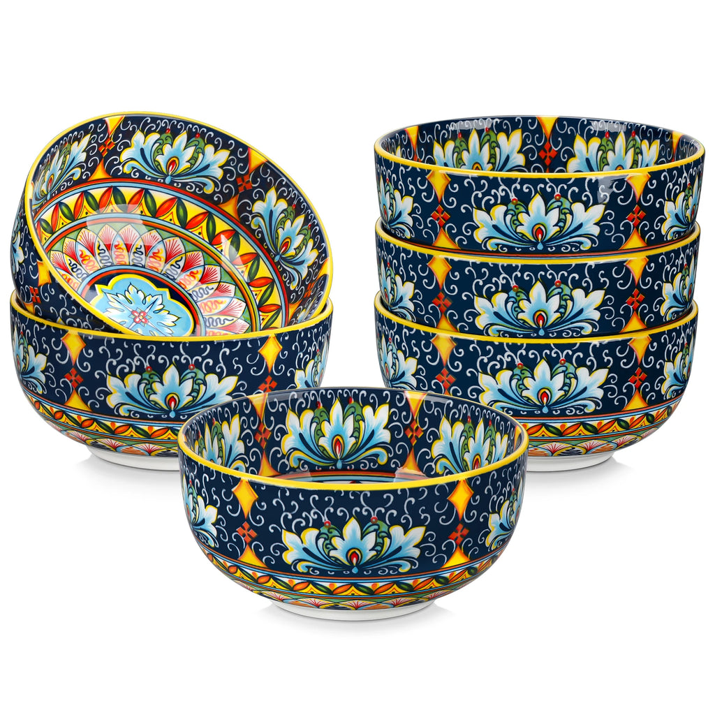 vancasso 6/12 Piece Cereal Bowls Set 28 Oz Bohemian style for Salad/Pasta/Rice/Oatmeal/Fruit/Cereal for  6