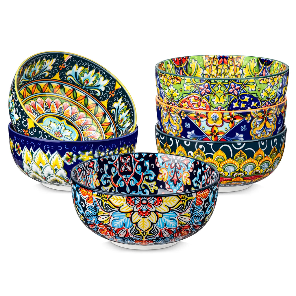 vancasso 6/12 Piece Cereal Bowls Set 28 Oz Bohemian style for Salad/Pasta/Rice/Oatmeal/Fruit/Cereal for  6