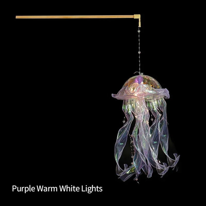 Jellyfish Lamp Portable Lantern Kids Children Bedroom Hanging Night Light Under The Sea Colorful Mermaid Ocean Party Home Decor