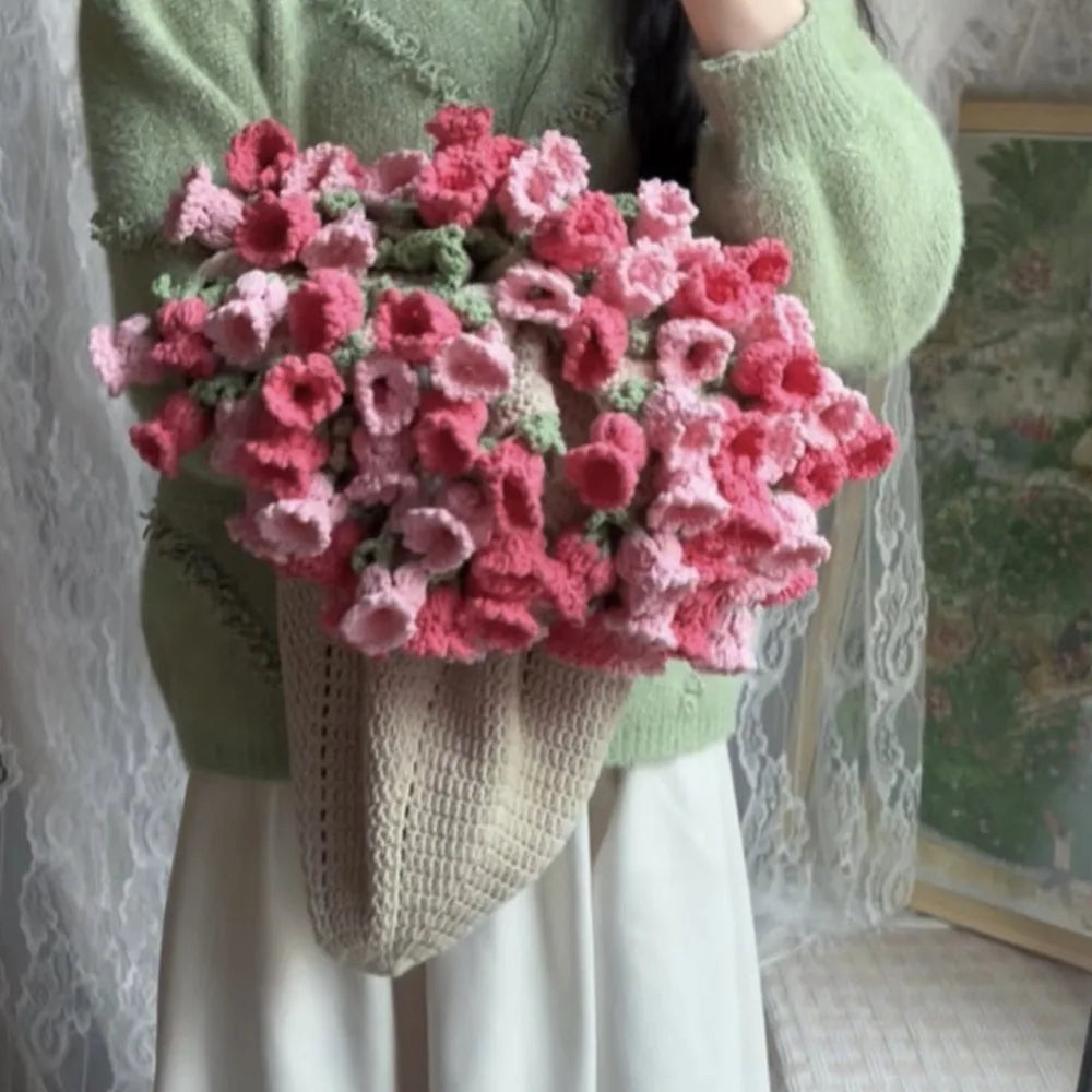 Crochet Rose Bouquet Blanket Fashion Finished Flower Bouquet Blanket Sunflower Carnation DIY Craft Knitted Blanket