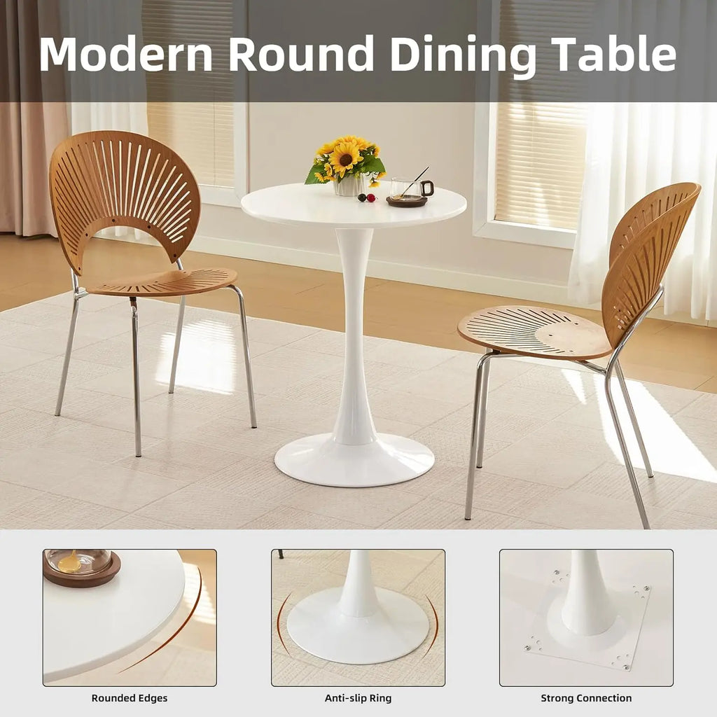 Round, 24" Circle Tulip Table with Thickened Tabletop & Metal Pedestal, Customized