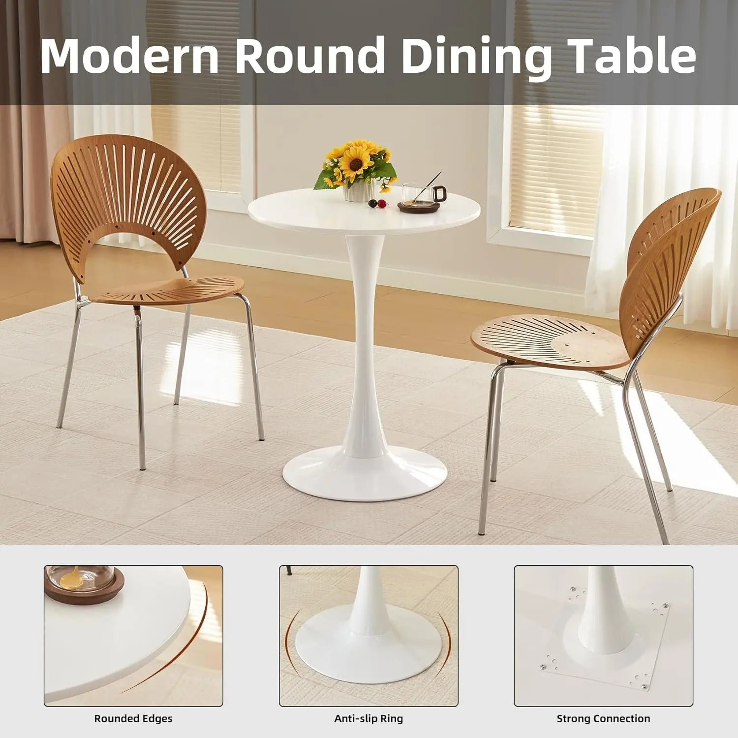 Round, 24" Circle Tulip Table with Thickened Tabletop & Metal Pedestal, Customized