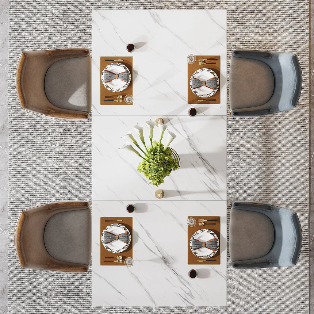 Tribesigns 63-Inch Rectangular Dining Table for 4 to 6, able with Faux Marble Table Top,