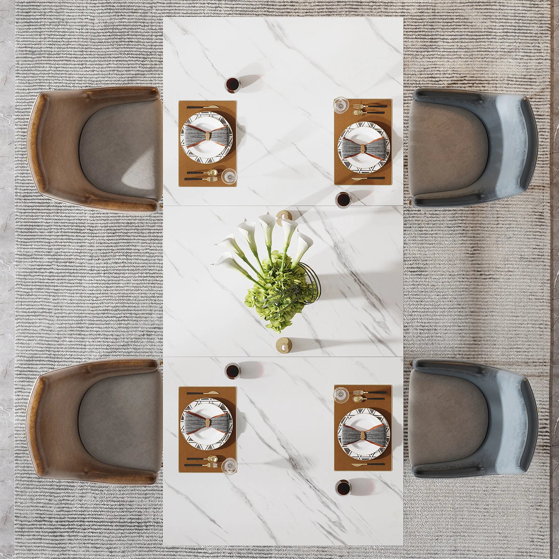 Tribesigns 63-Inch Rectangular Dining Table for 4 to 6, able with Faux Marble Table Top,