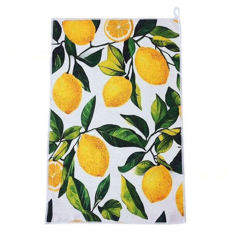 56CMx36CM Lemon Print Kitchen Dish Towel Absorbent Kitchen Towels Quick Drying Dish Cloth for Kitchen Cooking Cleaning Decor