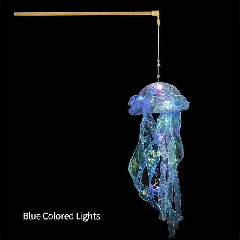 Jellyfish Lamp Portable Lantern Kids Children Bedroom Hanging Night Light Under The Sea Colorful Mermaid Ocean Party Home Decor