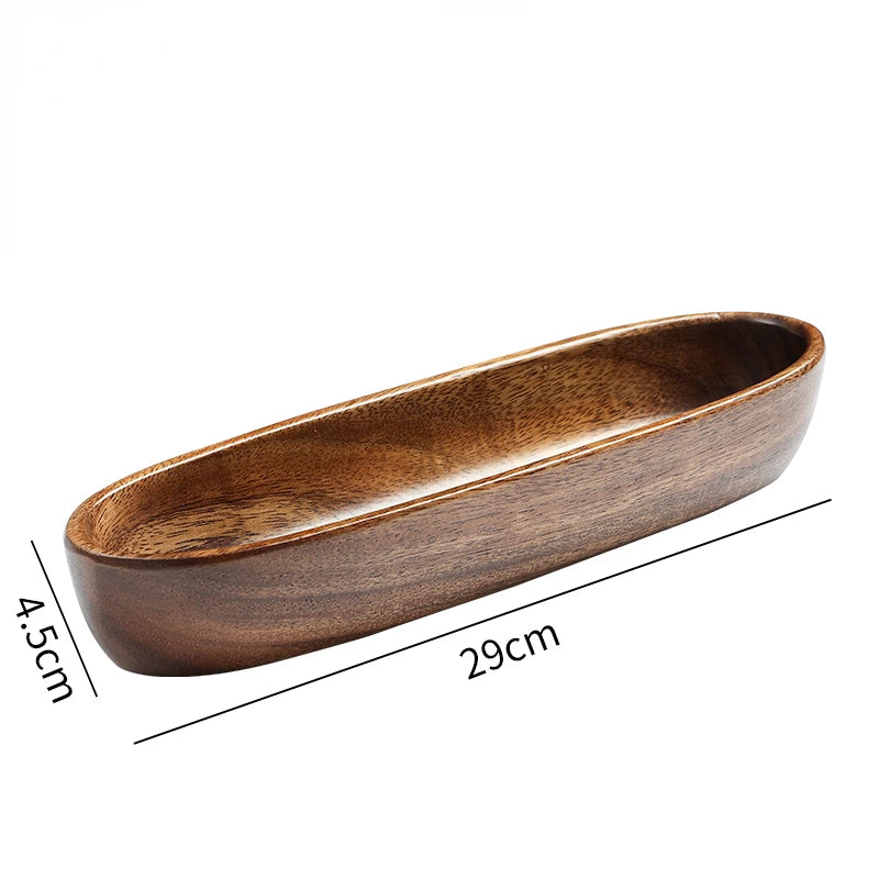 Acacia Wooden Bowl Premium   Wooden Boat-shaped Bowl