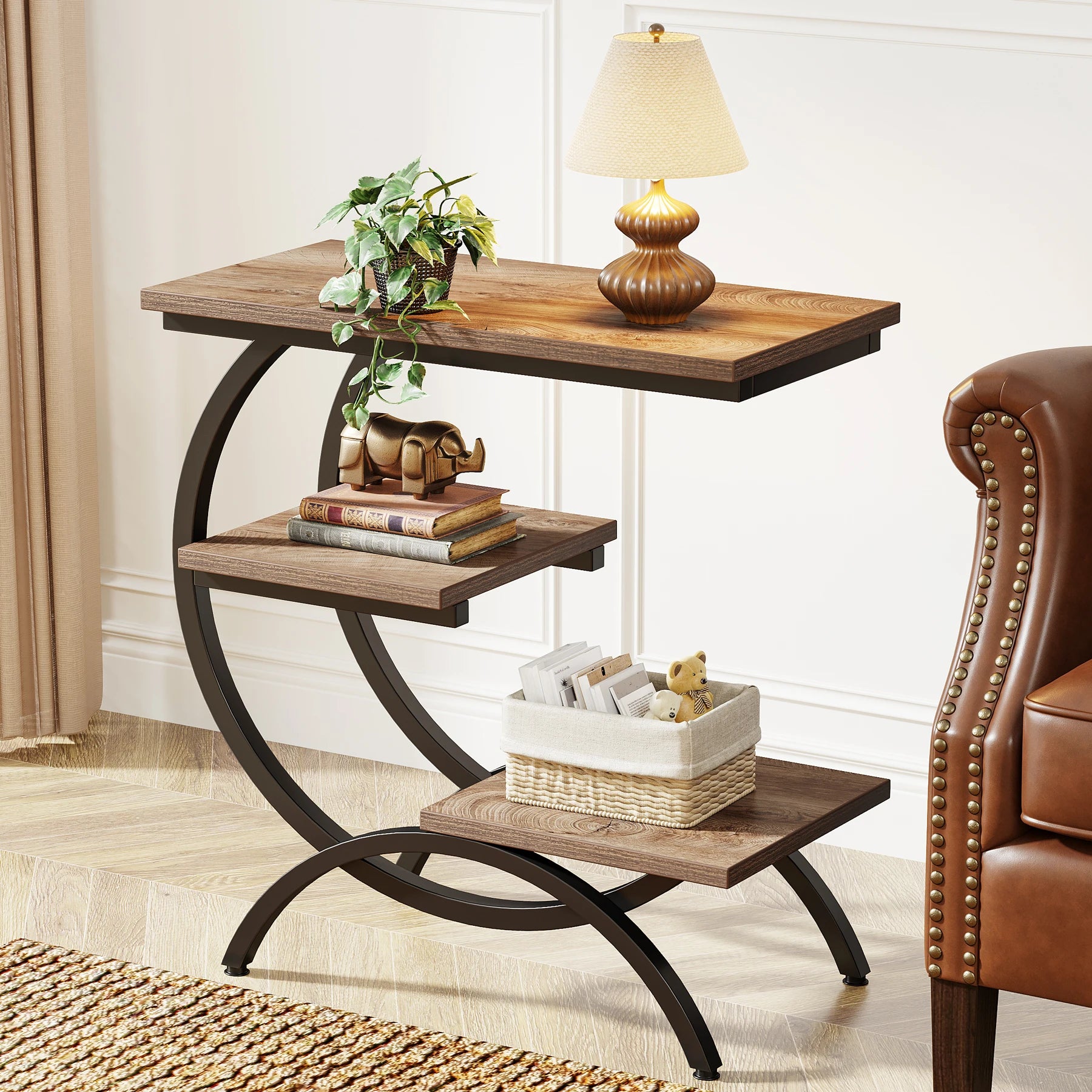 Tribesigns C-Shaped d Table,Wood