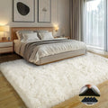Off-White Soft Shaggy Non-Slip Rugs  Luxury Plush Carpet with 4 Rug Sticker