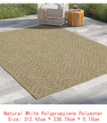 Jute Area Rug 2 ft 7 in x 7 ft 3 in Indoor Outdoor Rug Natural Fiber