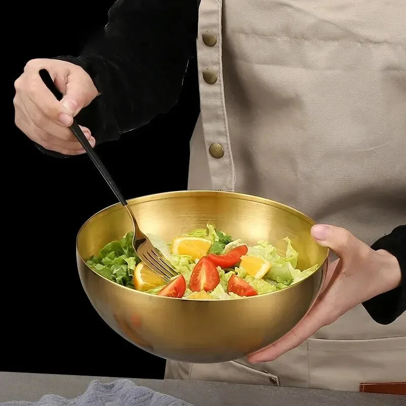 Stainless Steel Gold And Silver Salad Bowl